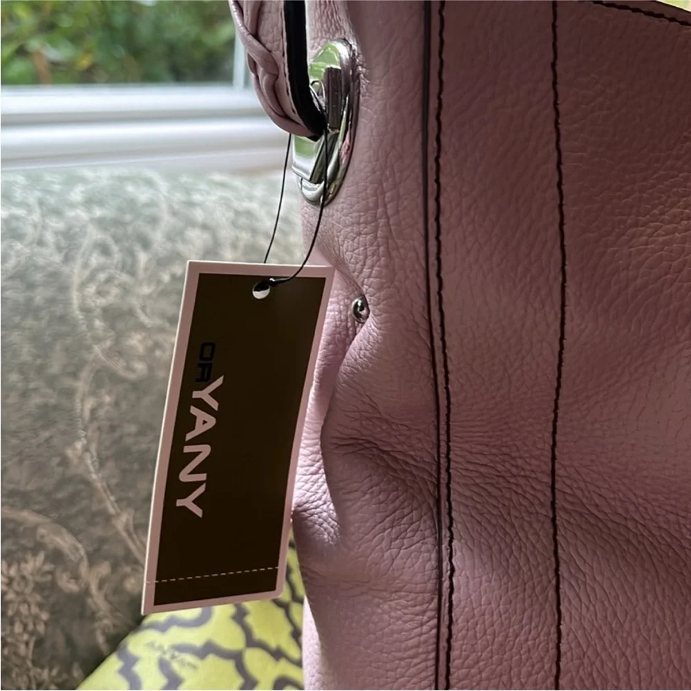 orYANY Pink Hobo Bag with Silver Handle and Decorative Stitching